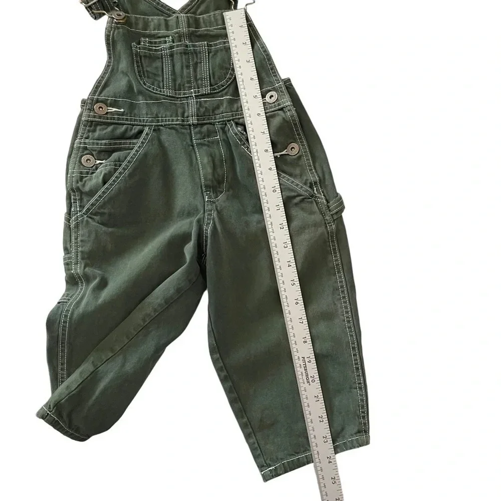 Gap Overalls Kids XXS Green Carpenter Contrast Stitch Utility Bibs